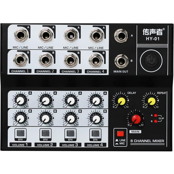 8-kanaals multifunctionele USB-audiomixer Draagbare geluidsmixer Professioneel thuisgebruik Dual zwart