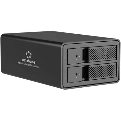 Renkforce RF-6647596 8.9 cm (3.5 Zoll) Festplattengehäuse 2 Bay 3.5 Zoll USB-A (USB 3.0) (RF-6647596)