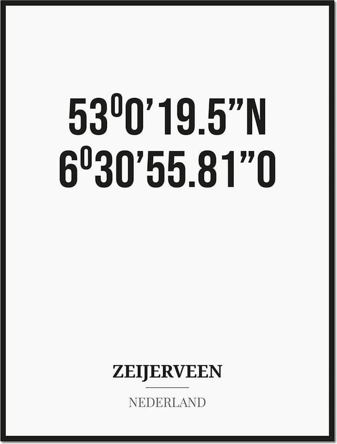 Poster/kaart ZEIJERVEEN met coördinaten