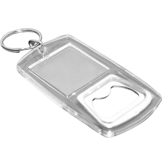 50 stuks Bierflesopener Sleutelhanger Helder Acryl Metaal Multifunctioneel Draagbaar Drank Plat white