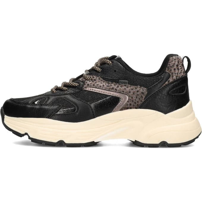 POSH by Poelman AYOKI Dames Sneakers - Zwart Met Grijs Combinatie