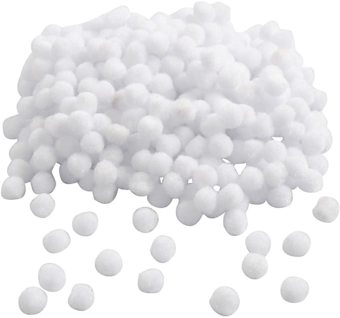 Pom-poms, d 10 mm, wit, 450stuk/ 1 doos