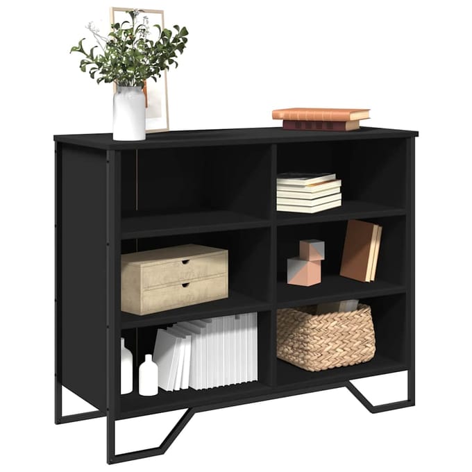 vidaXL - Dressoir - 91x35,5x74,5 - cm - bewerkt - hout - zwart