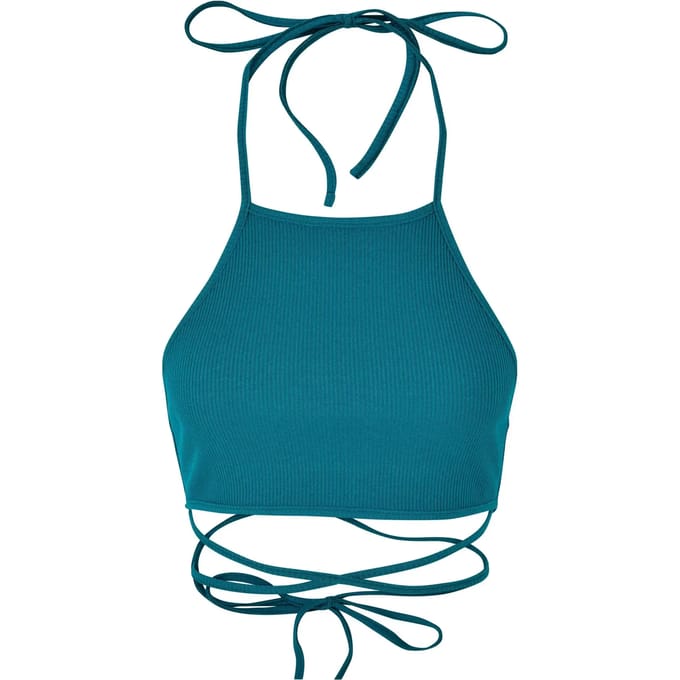 Urban Classics - Rib Trapeze Crop top - L - Blauw