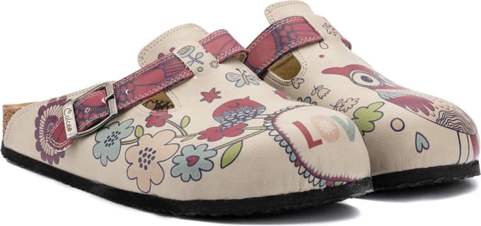 Goby Floral Love Clogs - Vegan Leer - Handmade - Bloemenprint - Maat 38