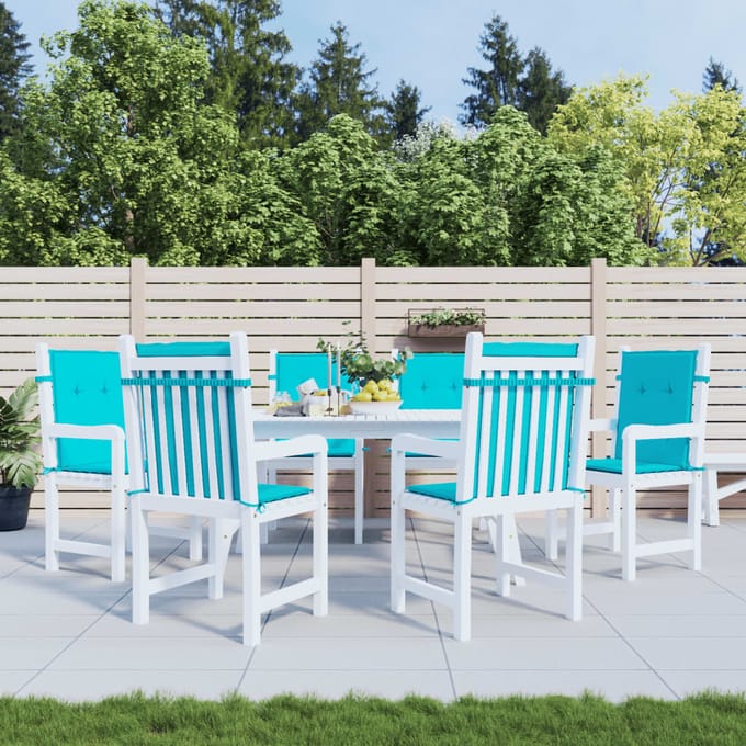 vidaXL - Stoelkussens - 6 - st - lage - rug - stof - turquoise