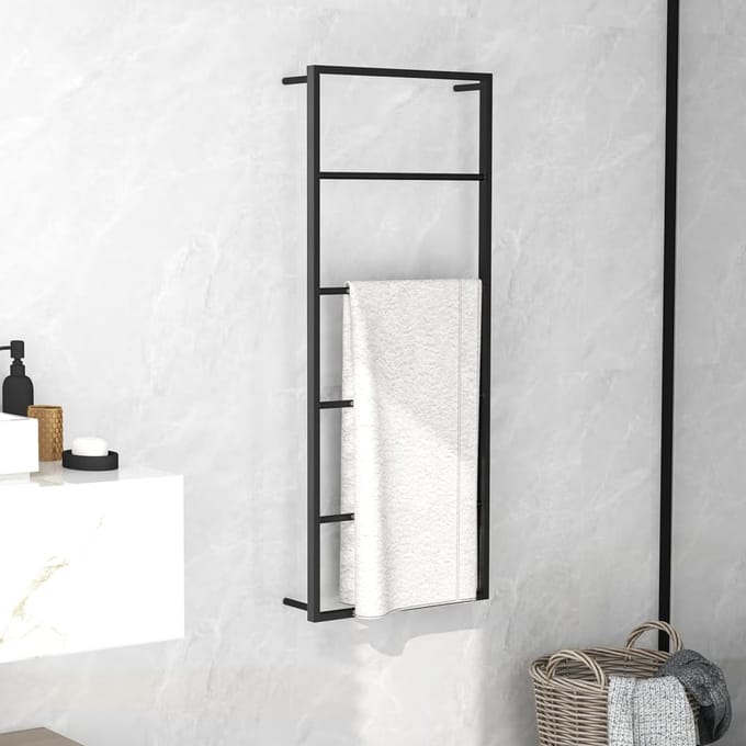 vidaXL - Handdoekenrek - 45x10x115 - cm - staal - zwart