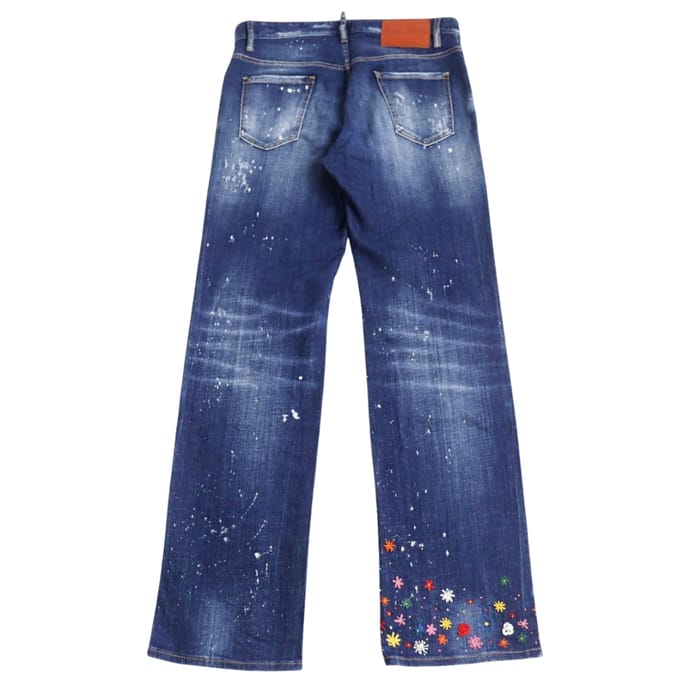 Dsquared2 Roadie Jean Bloemenpatroon Blauwe Jeans