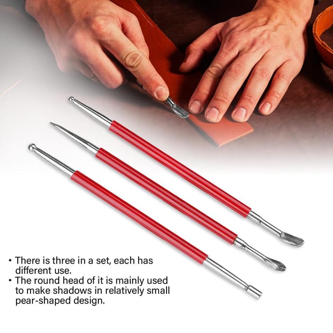 3 stuks Handgemaakte Lederen Plastic en Rubberen Drukpers Wisgereedschap Set red