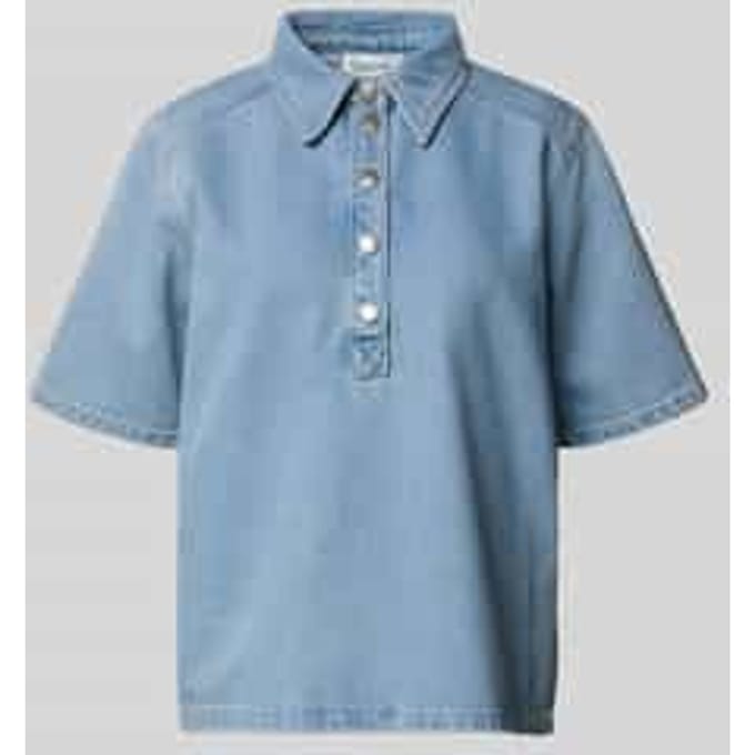 jeansblouse met drukknoopsluiting model 'Abina'