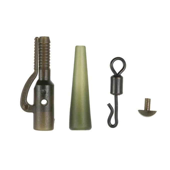 120 pièces/30 ensembles Pêche à la carpe Clips de sécurité Plomb Tubes de queue Épingles Émerillons Terminal black