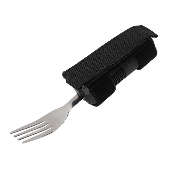 Adaptief Eetgerei met Verstelbare Handriem Handvat Roestvrij Staal Adaptieve Eetvork black