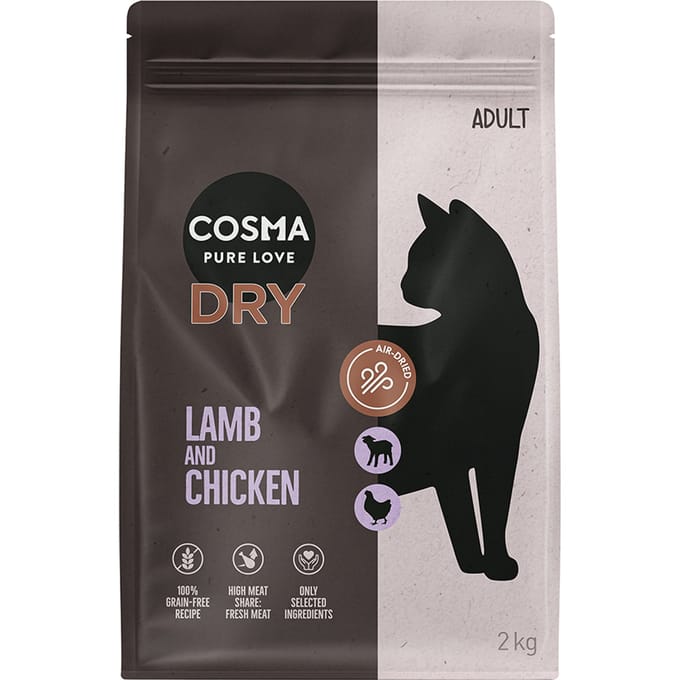 2x2kg Cosma Katten Droogvoer Lam & Kip