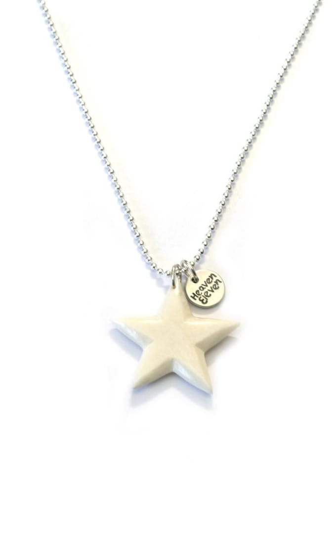 Heaven Eleven ketting rvs ballchain met een ster van hertegewei