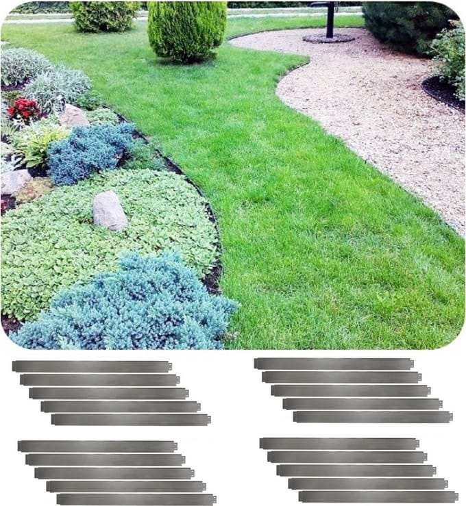 Set van 20 Borderrand metaal gegalvaniseerd 14 cm x 100 cm | Gazonrand | Kantopsluiting