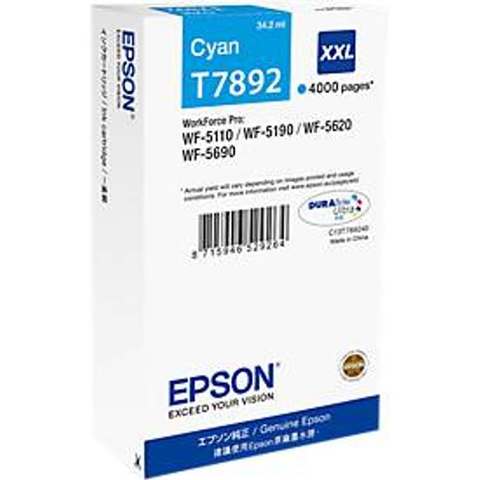 Epson T7892 inktcartridge cyaan extra hoge capaciteit (origineel)