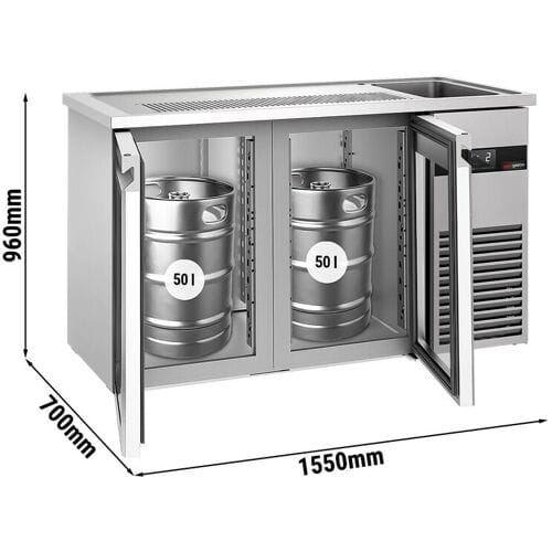GGM Gastro Bierkoeling PREMIUM - 1550x700mm - 2 glazen deuren zilver
