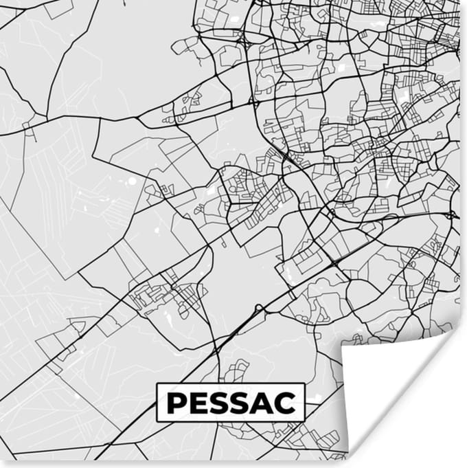 Poster Frankrijk - Pessac - Stadskaart - Plattegrond - Kaart - 75x75 cm