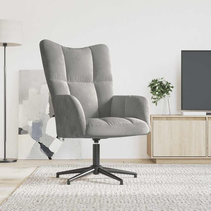 Vidaxl Fauteuil, Lichtgrijs, Bekleed met Fluweel