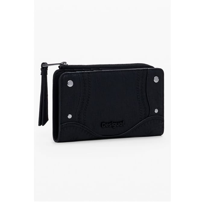 Desigual portemonnee Mone Embro Patch Emma Medium Wallet Black zwart