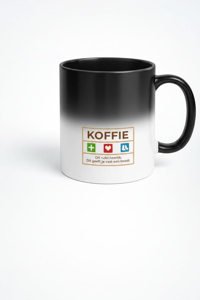 Koffie Boost Magic Mok - Zwarte Magische Mok voor Koffieliefhebbers