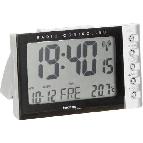 Techno Line WT 188 Wekker Zendergestuurd Zilver, Zwart Alarmtijden 1