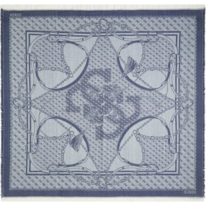 Guess Dames Sjaal Vierkant - 120x120 - Blue Logo - One Size