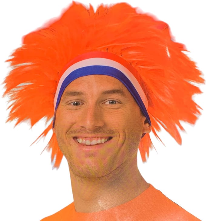 Oranje pruik | Wig Spikes | Hup Holland