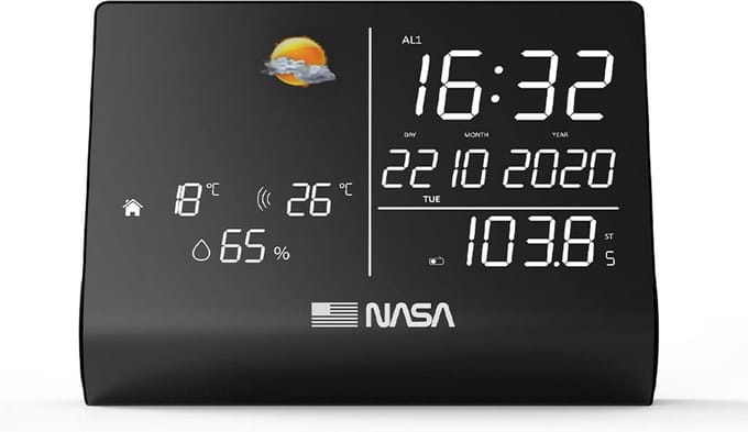 Weerstation en Bluetooth speaker met buitensensor - Zwart - 2-in-1