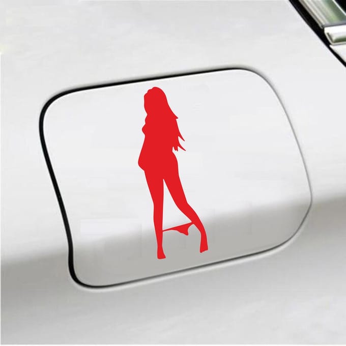 Bumpersticker - Vrouw Zonder Slip - 18 X 6 - Rood