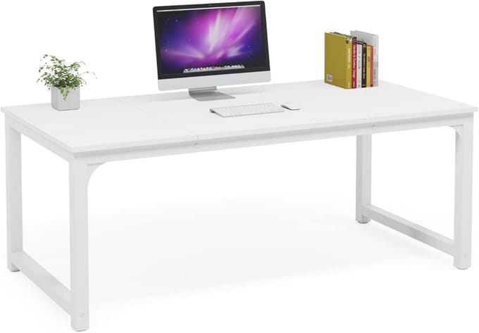 MAZAZU Bureau - Moderne vergadertafel - Wit - 160x80x75cm