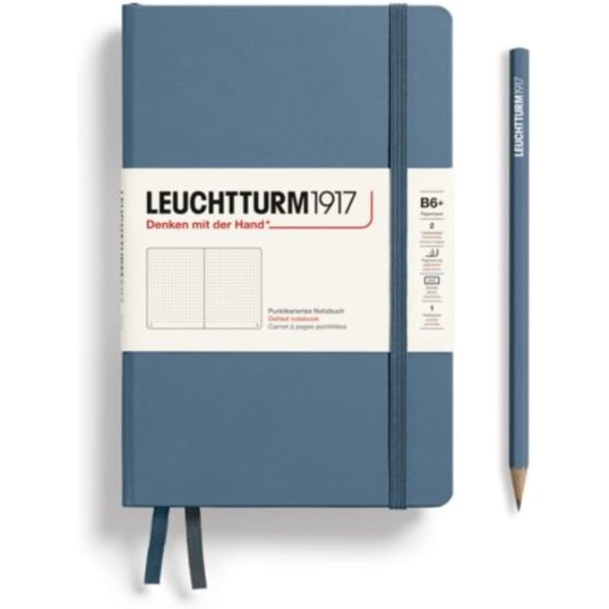 Leuchtturm1917 notitieboek, hardcover, paperback (b6+), dotted, steen blauw