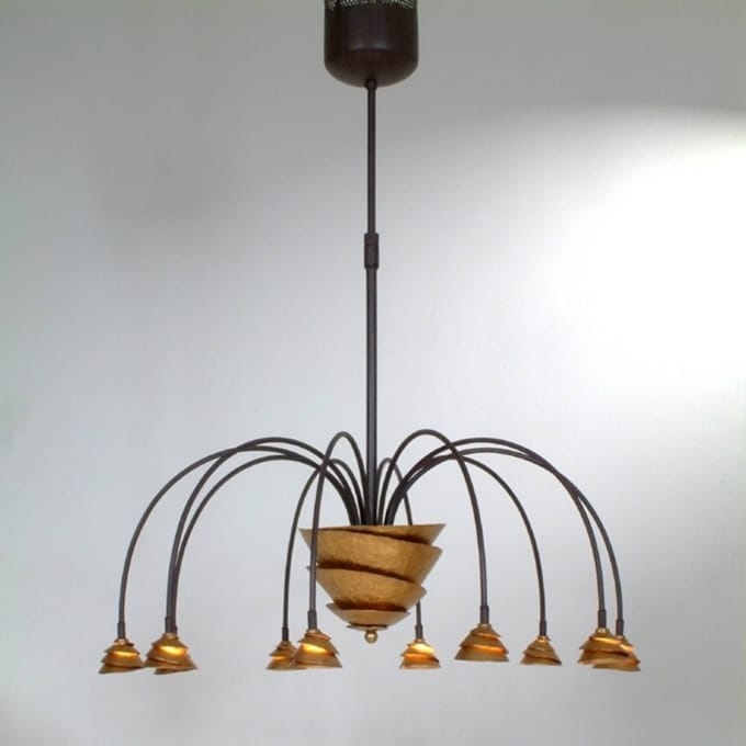 Holländer Exclusieve LED hanglamp Fontaine ijzer-bruin-goud