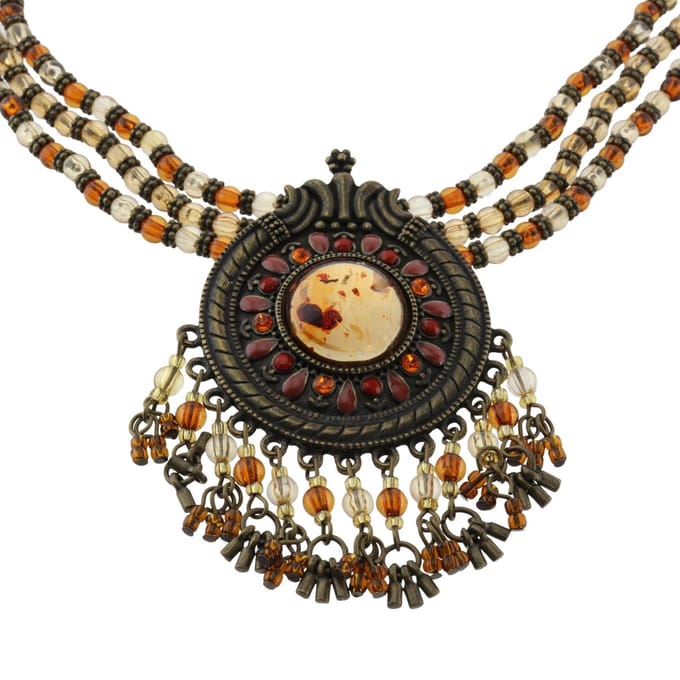 Behave - Vintage ketting bruin - Statement boho stijl - Nikkelvrij