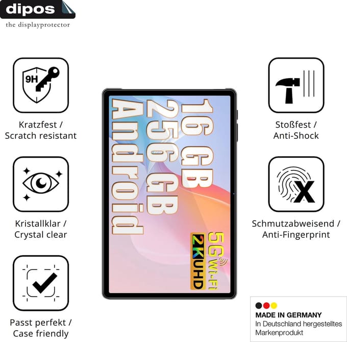 dipos – 2x Pantserfolie geschikt voor SEBBE Tablet 11 Zoll | 9H Screenprotector