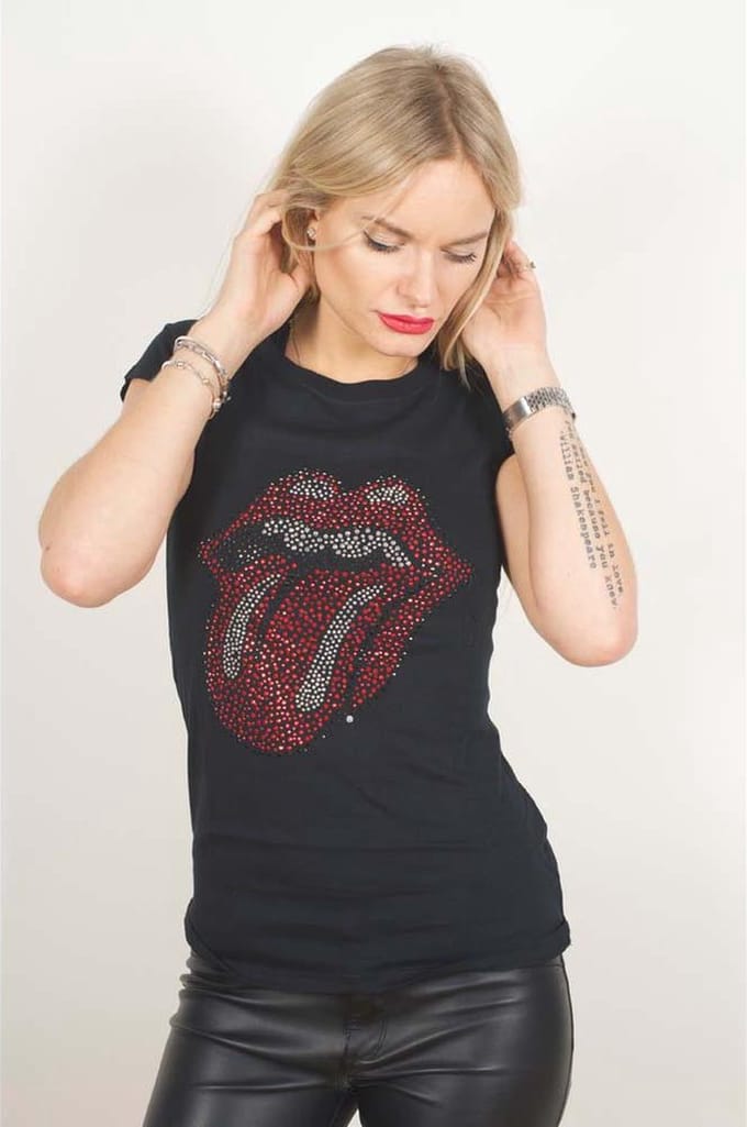 The Rolling Stones - Classic Tongue Dames T-shirt - M - Zwart