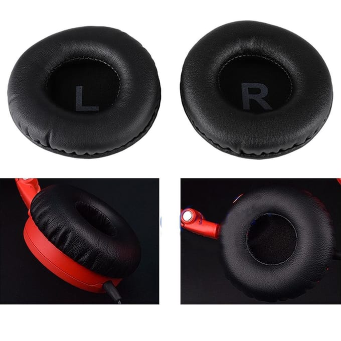 2 stuks 80mm Universele Vervangende Oorkussen met L R Markering voor Oortelefoon Headset black