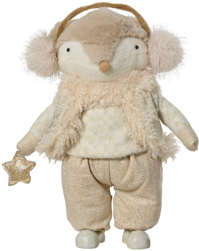 Decoris- Kerstdecoratie Vos Staand - Beige - Plastic - H41 cm