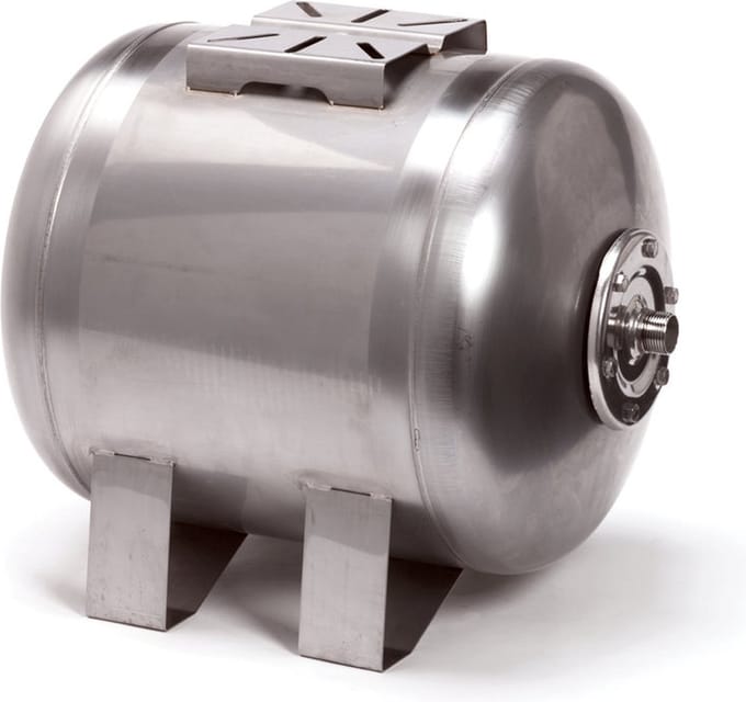 Varem expansievat, horizontaal, voordruk 2 bar, rvs, 1", 100 liter