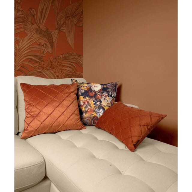 NOVÉE Sierkussen velvet cross terracotta | 45 x 45 cm | velvet/polyester