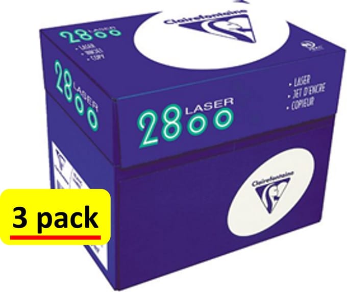 3 x Clairefontaine Laser 2800 printpapier - 500vel - A4 - 80 gr - Homepack