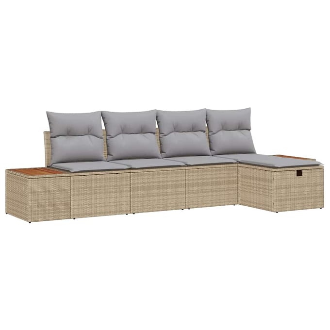 vidaXL - Tuinbank - Set - 6 - st - Beige - poly - rattan