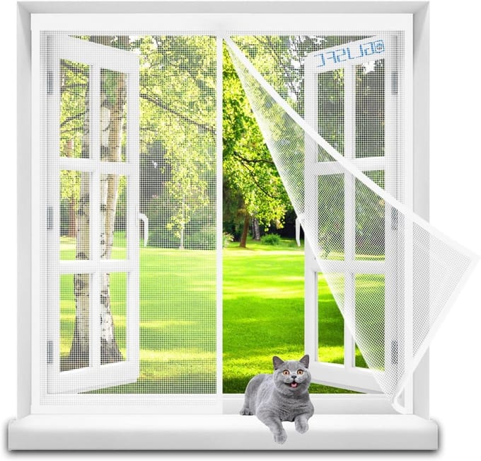 Horraam Magnetisch - Muggenhor Raam - Buitenhouden Insecten - Automatisch Sluitend - 90x155cm - Wit
