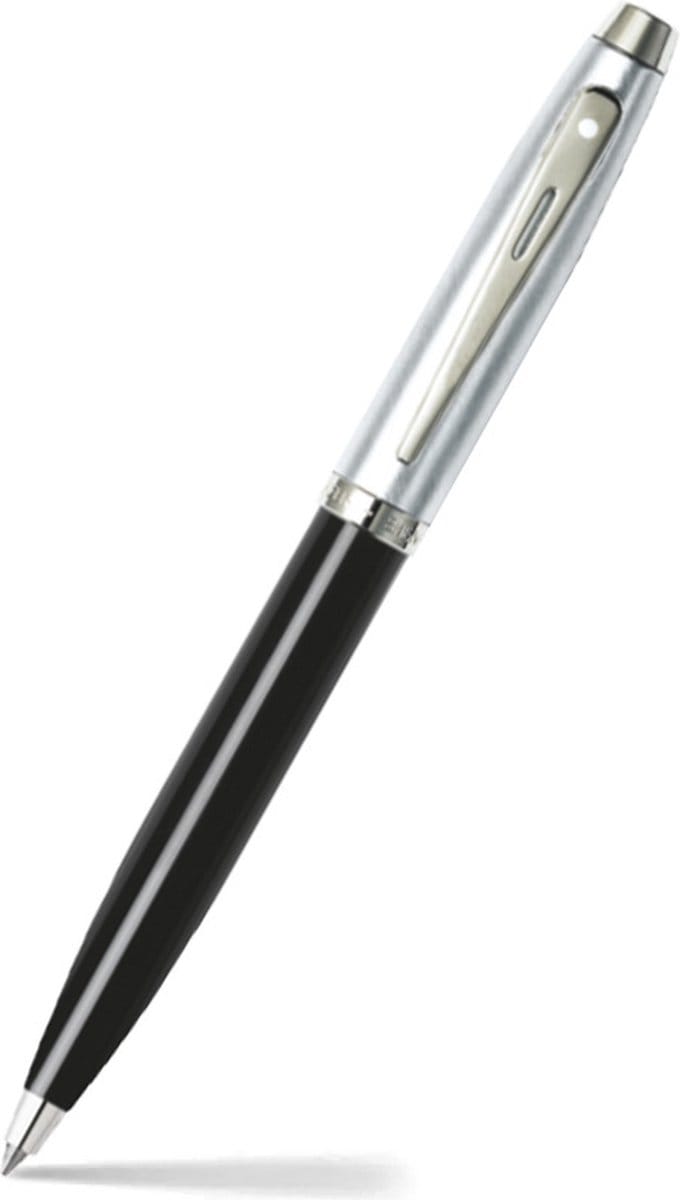 Sheaffer balpen - 100 E9313 - Glossy black barrel brushed chrome cap nickel plated