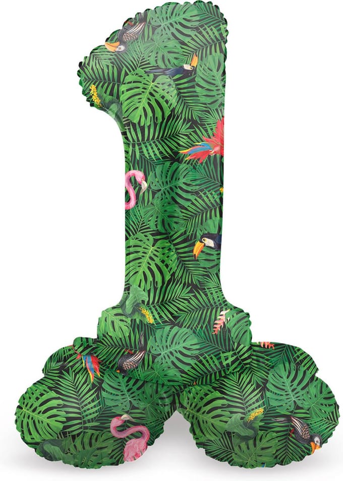 Staande Folieballon Cijfer 1 Jungle Vibe - 41 cm