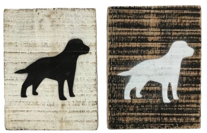 Blok Alex 11x15x5 cm Hond zwart/wit