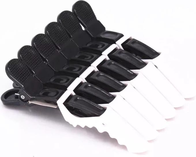 12 stuks Krokodillen Haarklem - Zwart/wit - Kapper - Haar tools - Haarclips