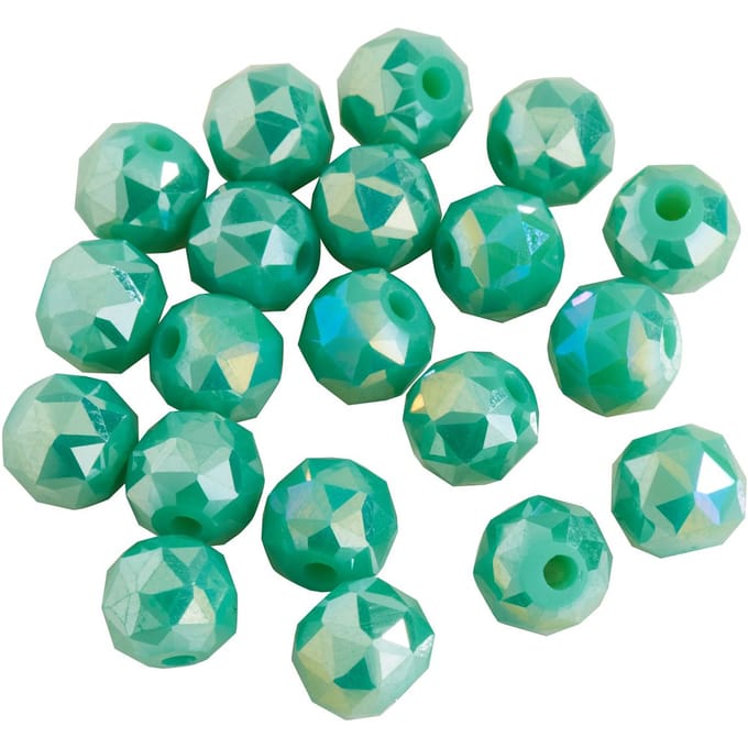 Glas geslepen kralen rond, 6 mm - Rijk mint AB