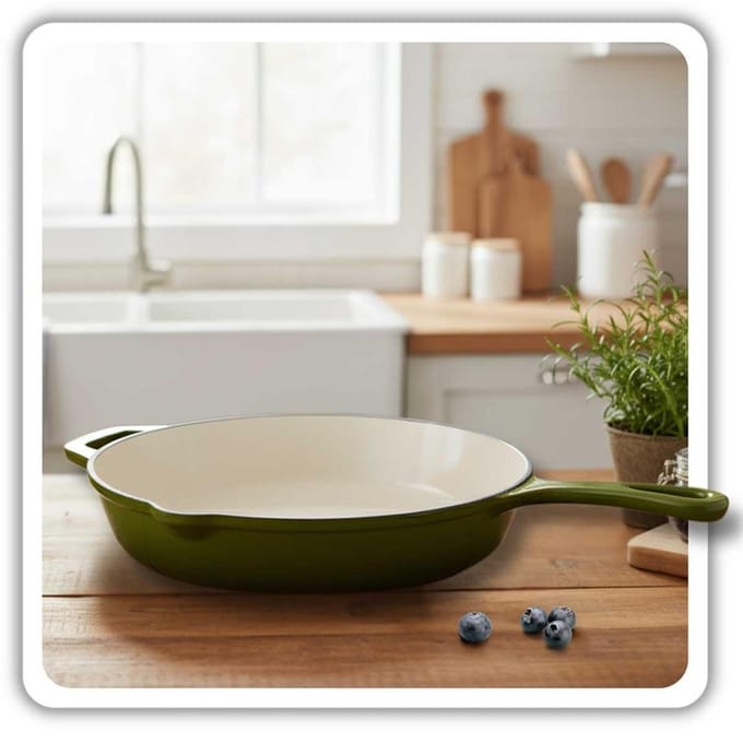 Geëmailleerde gietijzeren pan 26cm Hage olijfgroen