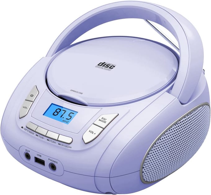 Draagbare CD-speler met Bluetooth, Radio, USB en AUX-ingang - Paars